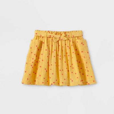 Girls' Tie-Waist Floral Skirt - Cat & Jack™ Yellow 3 Girls' Tie-Waist Floral Skirt - Cat & Jack™ Yellow - Image 3