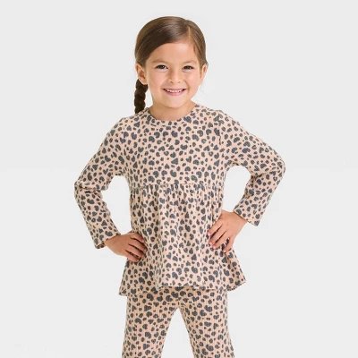 Toddler Girls' Ribbed Leopard Shirt - Cat & Jack™ Beige 3 Toddler Girls' Ribbed Leopard Shirt - Cat & Jack™ Beige - Image 3