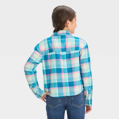 Girls' Long Sleeve Button-Down Plaid Shirt - Cat & Jack™ 1 Girls' Long Sleeve Button-Down Plaid Shirt - Cat & Jack™