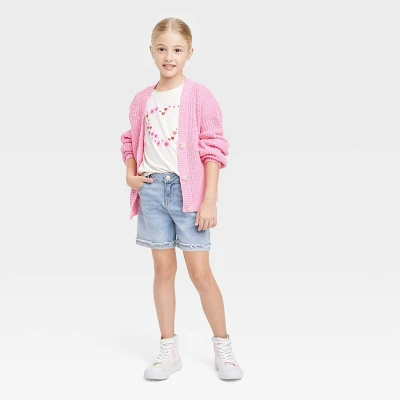 Girls' Cuffed Hem Midi Jean Shorts - Cat & Jack™ 2 Girls' Cuffed Hem Midi Jean Shorts - Cat & Jack™ - Image 2