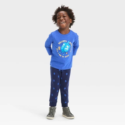 Toddler Boys' 2pc Dreidel Printed Long Sleeve Graphic T-Shirt And Fleece Jogger Pants Set - Cat & Jack™ Blue 2 Toddler Boys' 2pc Dreidel Printed Long Sleeve Graphic T-Shirt And Fleece Jogger Pants Set - Cat & Jack™ Blue - Image 2