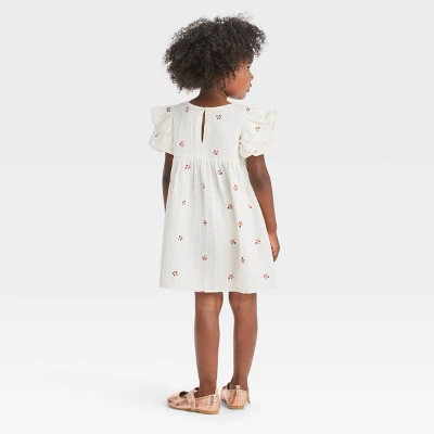 Toddler Girls' Embroidered Dress - Cat & Jack™ Cream 1 Toddler Girls' Embroidered Dress - Cat & Jack™ Cream
