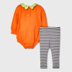 Baby Pumpkin Romper & Bottom Set - Halloween - Cat & Jack™ Orange