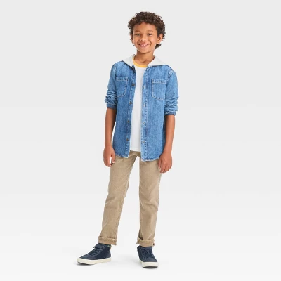 Boys' Long Sleeve Hooded Shacket - Cat & Jack™ Medium Wash 2 Boys' Long Sleeve Hooded Shacket - Cat & Jack™ Medium Wash - Image 2