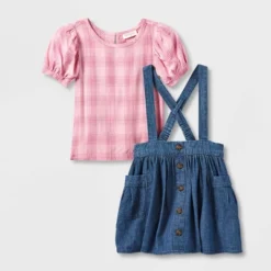 Toddler Girls' Plaid Top & Chambray Skirtall Set - Cat & Jack™ Pink -CAT & JACK Shop GUEST 19e3d4f9 5205 441a 8f5d 591a3fdecbfa