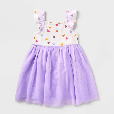 Toddler Girls' Adaptive Flutter Sleeve Tulle Dress - Cat & Jack™ Almond Cream 4 Toddler Girls' Adaptive Flutter Sleeve Tulle Dress - Cat & Jack™ Almond Cream - Image 4