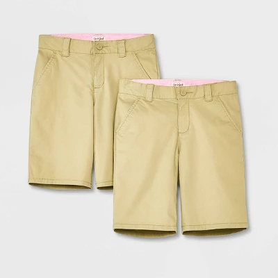 Girls' 2pk Uniform Chino Shorts - Cat & Jack™ Khaki 3 Girls' 2pk Uniform Chino Shorts - Cat & Jack™ Khaki - Image 3