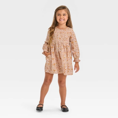 Toddler Girls' Floral Twill Long Sleeve Dress - Cat & Jack™ 2 Toddler Girls' Floral Twill Long Sleeve Dress - Cat & Jack™ - Image 2