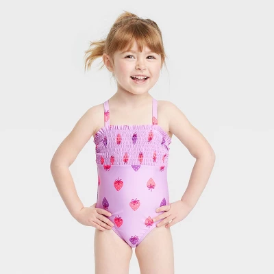 Toddler Girls' Strawberry One Piece Swimsuit - Cat & Jack™ Purple 3 Toddler Girls' Strawberry One Piece Swimsuit - Cat & Jack™ Purple - Image 3
