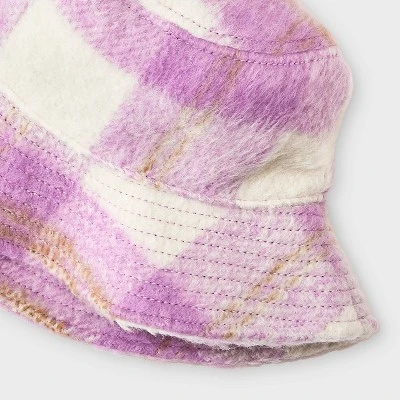 Girls' Plaid Bucket Hat - Cat & Jack™ Pink 2 Girls' Plaid Bucket Hat - Cat & Jack™ Pink - Image 2