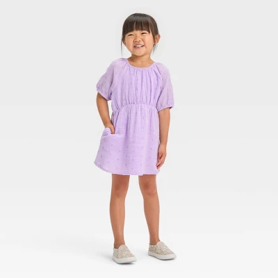 Toddler Girls' Gauze Eyelet Short Sleeve Dress - Cat & Jack™ 3 Toddler Girls' Gauze Eyelet Short Sleeve Dress - Cat & Jack™ - Image 3