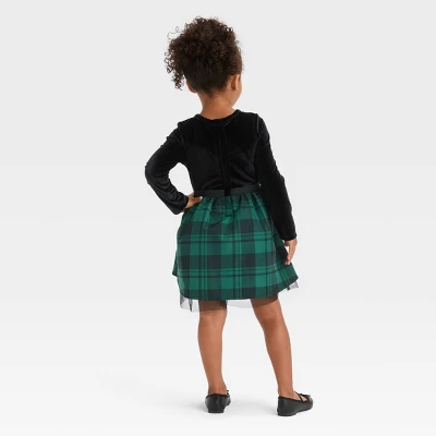 Toddler Girls' Checkered Dress - Cat & Jack™ Green 1 Toddler Girls' Checkered Dress - Cat & Jack™ Green
