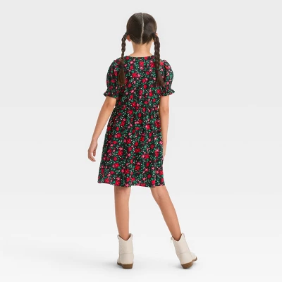 Girls' Short Sleeve Woven Dress - Cat & Jack™ 1 Girls' Short Sleeve Woven Dress - Cat & Jack™