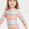 Toddler Girls' One Piece Rash Guard - Cat & Jack™ Off-White