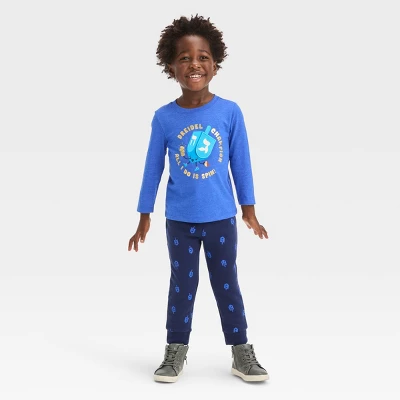 Toddler Boys' 2pc Dreidel Printed Long Sleeve Graphic T-Shirt And Fleece Jogger Pants Set - Cat & Jack™ Blue 4 Toddler Boys' 2pc Dreidel Printed Long Sleeve Graphic T-Shirt And Fleece Jogger Pants Set - Cat & Jack™ Blue - Image 4