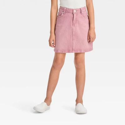 Girls' High-Rise Classic Jean Skirt - Cat & Jack™ Pink 3 Girls' High-Rise Classic Jean Skirt - Cat & Jack™ Pink - Image 3