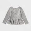 Toddler Girls' Adaptive Long Sleeve Henley Peplum Shirt - Cat & Jack™ Heather Gray