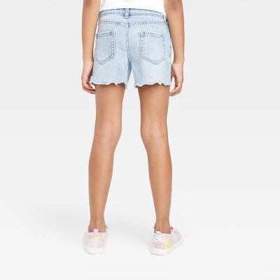 Girls' Embroidered Jean Shorts - Cat & Jack™ Light Wash 1 Girls' Embroidered Jean Shorts - Cat & Jack™ Light Wash