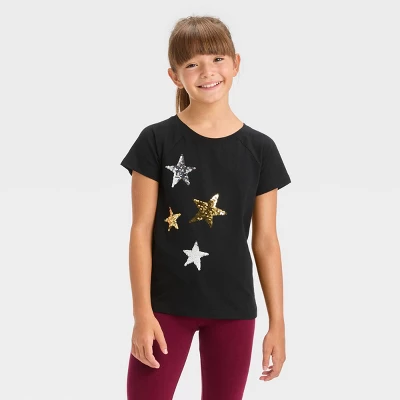 Girls' Short Sleeve Flip Sequin T-Shirt - Cat & Jack™ 1 Girls' Short Sleeve Flip Sequin T-Shirt - Cat & Jack™