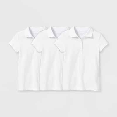 Girls' 3pk Short Sleeve Pique Uniform Polo Shirt - Cat & Jack™ 1 Girls' 3pk Short Sleeve Pique Uniform Polo Shirt - Cat & Jack™