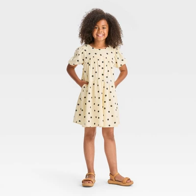 Girls' Short Sleeve Woven Dress - Cat & Jack™ Ivory Dot 2 Girls' Short Sleeve Woven Dress - Cat & Jack™ Ivory Dot - Image 2