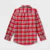 Boys' Adaptive Woven Plaid Button-Down Shirt - Cat & Jack - Red