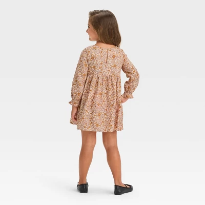Toddler Girls' Floral Twill Long Sleeve Dress - Cat & Jack™ 1 Toddler Girls' Floral Twill Long Sleeve Dress - Cat & Jack™