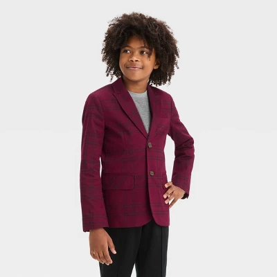 Boys' Plaid Blazer - Cat & Jack™ Red 3 Boys' Plaid Blazer - Cat & Jack™ Red - Image 3