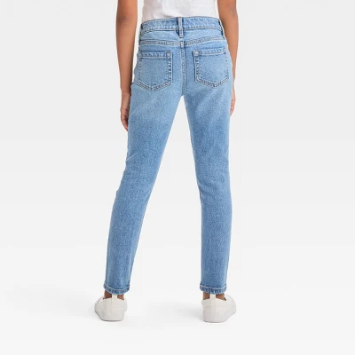 Girls' High-Rise Destructed Super Stretch Skinny Jeans - Cat & Jack™ Light Wash 1 Girls' High-Rise Destructed Super Stretch Skinny Jeans - Cat & Jack™ Light Wash