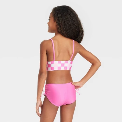 Girls' Super Smile Cropped Rashguard Set - Cat & Jack™ White/Pink 2 Girls' Super Smile Cropped Rashguard Set - Cat & Jack™ White/Pink - Image 2