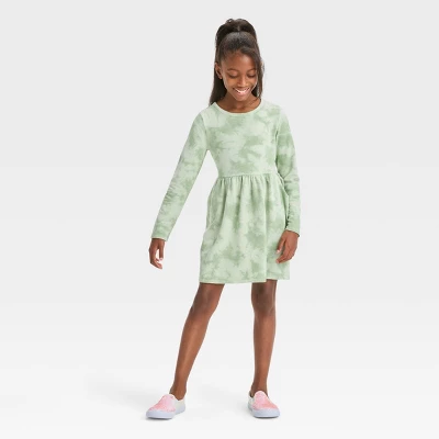 Girls' Long Sleeve French Terry Tie-Dye Dress - Cat & Jack™ 2 Girls' Long Sleeve French Terry Tie-Dye Dress - Cat & Jack™ - Image 2