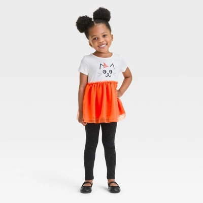 Toddler Girls' Cat Short Sleeve Top & Tulle Set - Cat & Jack™ Cream 3 Toddler Girls' Cat Short Sleeve Top & Tulle Set - Cat & Jack™ Cream - Image 3
