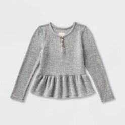 Girls' Adaptive Long Sleeve Henley Peplum Shirt - Cat & Jack™ Heather Gray 5 Girls' Adaptive Long Sleeve Henley Peplum Shirt - Cat & Jack™ Heather Gray -CAT & JACK Shop GUEST 52501053 89a3 43eb aeb2 f2214fd0a42e