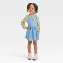 Toddler Girls' Plaid Long Sleeve Top & Denim Skirtall Set - Cat & Jack™ Blue 5 Toddler Girls' Plaid Long Sleeve Top & Denim Skirtall Set - Cat & Jack™ Blue -CAT & JACK Shop GUEST 5991171d 4a53 4e09 8a1c 53a3d8ba462f