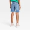 Girls' Destructed Relaxed Midi Jean Shorts - Cat & Jack™ Medium Wash