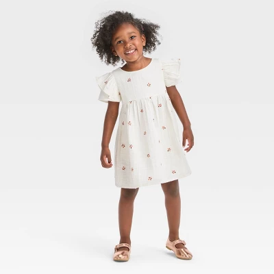 Toddler Girls' Embroidered Dress - Cat & Jack™ Cream 3 Toddler Girls' Embroidered Dress - Cat & Jack™ Cream - Image 3