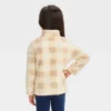 Toddler Girls' Checkered Quarter Zip-Up Jacket - Cat & Jack™ Beige
