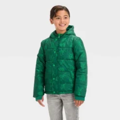 Boys' Dinosaur Puffer Jacket - Cat & Jack™ Dark Green -CAT & JACK Shop GUEST 653a3223 86a1 4dc7 9a88 8889da797ccf