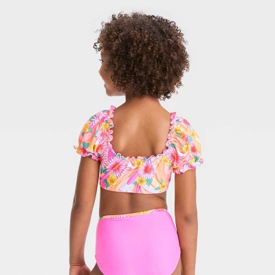 Girls' Daisy Swirls Bikini Set - Cat & Jack™ Pink 2 Girls' Daisy Swirls Bikini Set - Cat & Jack™ Pink - Image 2