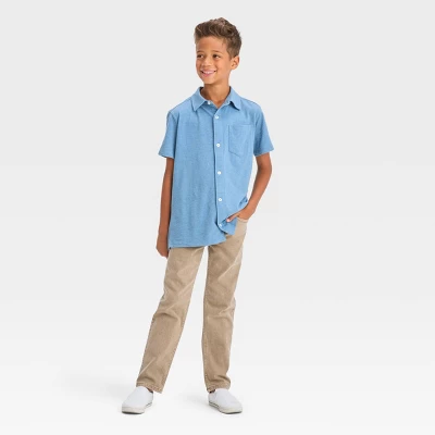Boys' Short Sleeve Jersey Button-Down Shirt - Cat & Jack™ 2 Boys' Short Sleeve Jersey Button-Down Shirt - Cat & Jack™ - Image 2