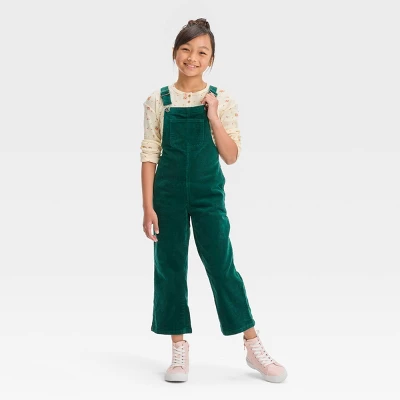 Girls' Corduroy Wide Leg Overalls - Cat & Jack™ Forest Green 2 Girls' Corduroy Wide Leg Overalls - Cat & Jack™ Forest Green - Image 2