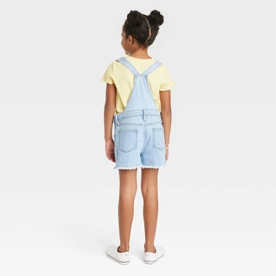 Girls' Jean Shortalls - Cat & Jack™ Light Wash 1 Girls' Jean Shortalls - Cat & Jack™ Light Wash