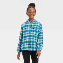 Girls' Plaid Button-Front Long Sleeve Shacket - Cat & Jack™ -CAT & JACK Shop GUEST 6f651142 77ad 4f3a 8147 8b291942938b