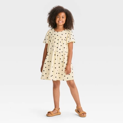 Girls' Short Sleeve Woven Dress - Cat & Jack™ Ivory Dot 3 Girls' Short Sleeve Woven Dress - Cat & Jack™ Ivory Dot - Image 3