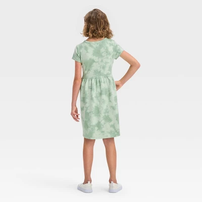 Girls' Short Sleeve French Terry Tie-Dye Dress - Cat & Jack™ 1 Girls' Short Sleeve French Terry Tie-Dye Dress - Cat & Jack™