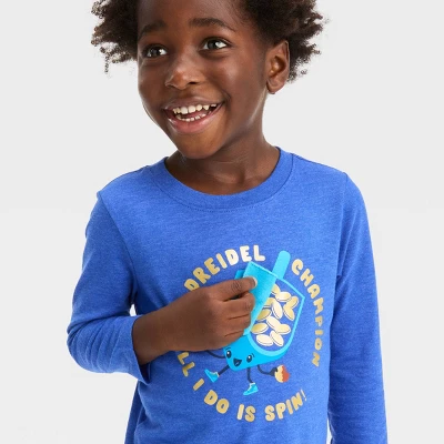 Toddler Boys' 2pc Dreidel Printed Long Sleeve Graphic T-Shirt And Fleece Jogger Pants Set - Cat & Jack™ Blue 3 Toddler Boys' 2pc Dreidel Printed Long Sleeve Graphic T-Shirt And Fleece Jogger Pants Set - Cat & Jack™ Blue - Image 3