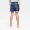 Girls' Embroidered Midi Jean Shorts - Cat & Jack™ Dark Wash