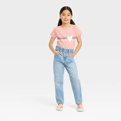 Girls' Relaxed Paperbag High-Rise Waist Jeans - Cat & Jack™ 2 Girls' Relaxed Paperbag High-Rise Waist Jeans - Cat & Jack™ - Image 2