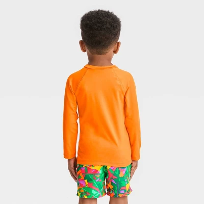 Toddler Solid Rash Guard Top - Cat & Jack™ Orange 2 Toddler Solid Rash Guard Top - Cat & Jack™ Orange - Image 2