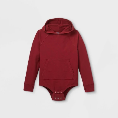 Boys' Adaptive Hooded Adjustable Bodysuit - Cat & Jack™ Burgundy 2 Boys' Adaptive Hooded Adjustable Bodysuit - Cat & Jack™ Burgundy - Image 2